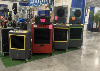 Air coolers on display at trade show