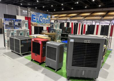 Cooling equipment display at trade show exhibition.