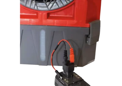 Fan with connected battery pack and charger